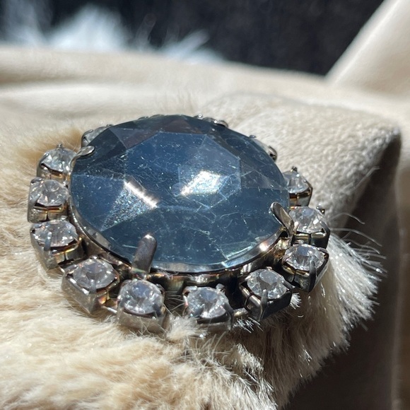 CHIT CHAT Faux Suede Fur Jeweled Jacket Coat Medium - Picture 9 of 13